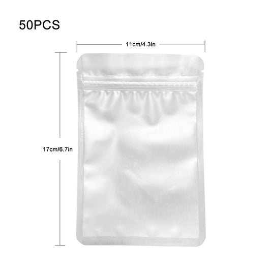 50pcs Airtight Tea Bag with Flat Bottom Transparent Frosted Plastic Packaging