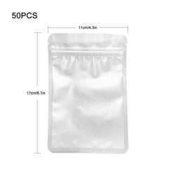 50pcs Airtight Tea Bag with Flat Bottom Transparent Frosted Plastic Packaging