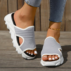 Women's Open Toe Wedge Sandals - Casual Platform Sneakers