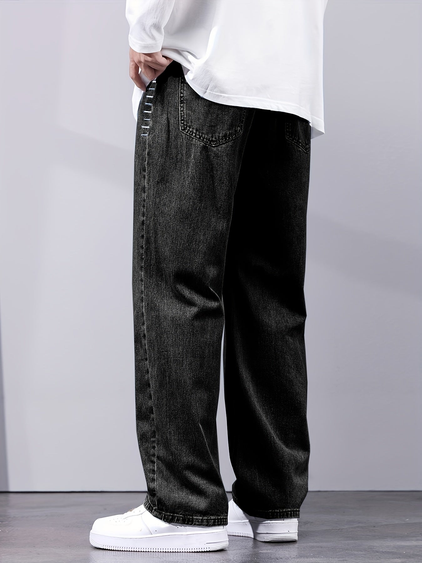 Distressed Drawstring Denim Pants for Men