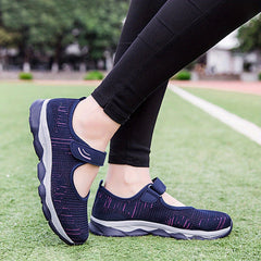 Women's Breathable Knit Sneakers Casual Hook & Loop Outdoor Shoes