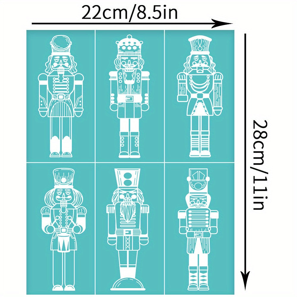 2pcs Nutcracker Self Adhesive Screen Print Stencil for Christmas