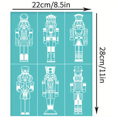 2pcs Nutcracker Self Adhesive Screen Print Stencil for Christmas