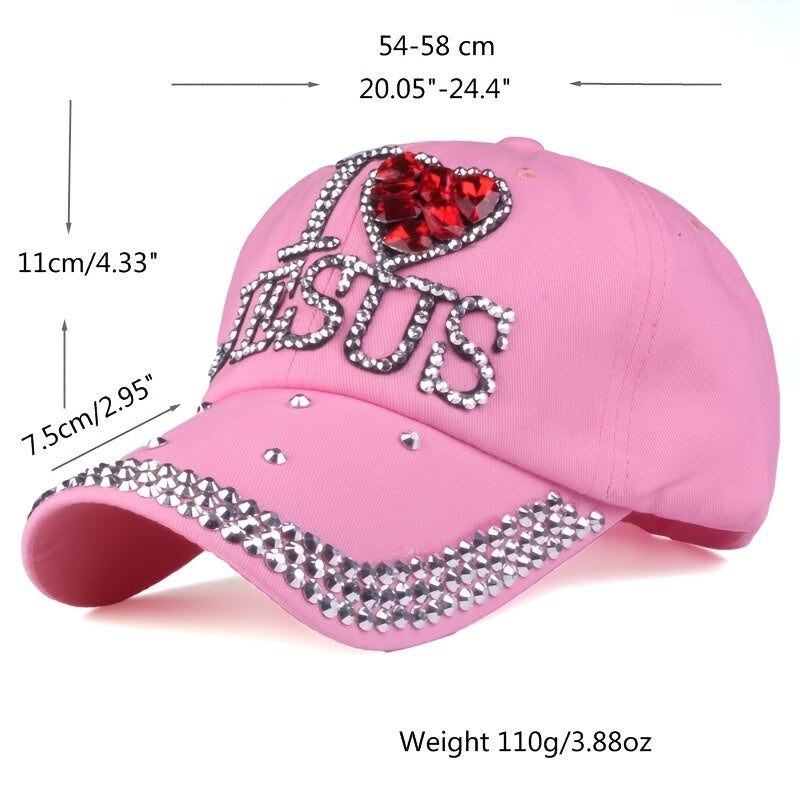 Rhinestone Baseball Caps Denim Cap Hat For Women Letter Adjustable Cap
