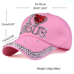 Rhinestone Baseball Caps Denim Cap Hat For Women Letter Adjustable Cap