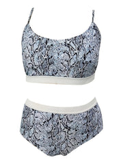 Snake Skin Print Bikini Set Plus Size High Stretch Swimsuit 2pcs