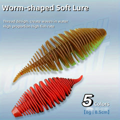 5pcs 8g Artificial Worm Soft Lure For Bass Fishing Bionic Swimbait