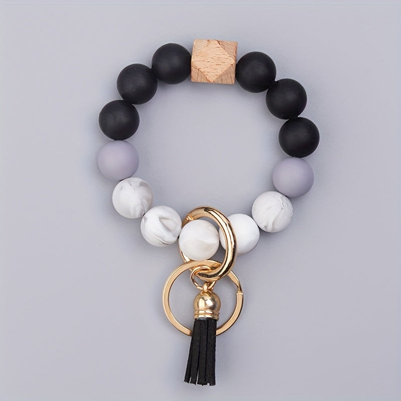 Silicone Bracelet Keychain with Tassel Ornament