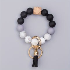 Silicone Bracelet Keychain with Tassel Ornament