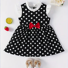 Girls Polka Dot Summer Dress with Bow - Party Birthday Casual Tank Dress