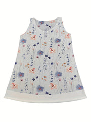Colorblock Floral Print Round Neck Tank Dress