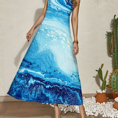 Graphic Print Maxi Dress Sleeveless Women's Clothing