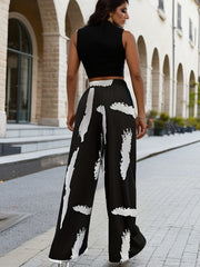 Graphic Print Wide Leg Pants High Waist for Spring & Summer