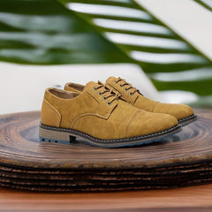 Men's PU Leather Derby Shoes Lace-up Front Business Formal Dress Shoes