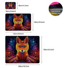 Fluorescent Pet Pattern Rug, UV Reactive, Non Slip Large Mat