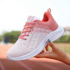 Women's Mesh Lace Up Running Shoes Lightweight Two Tone Sneakers