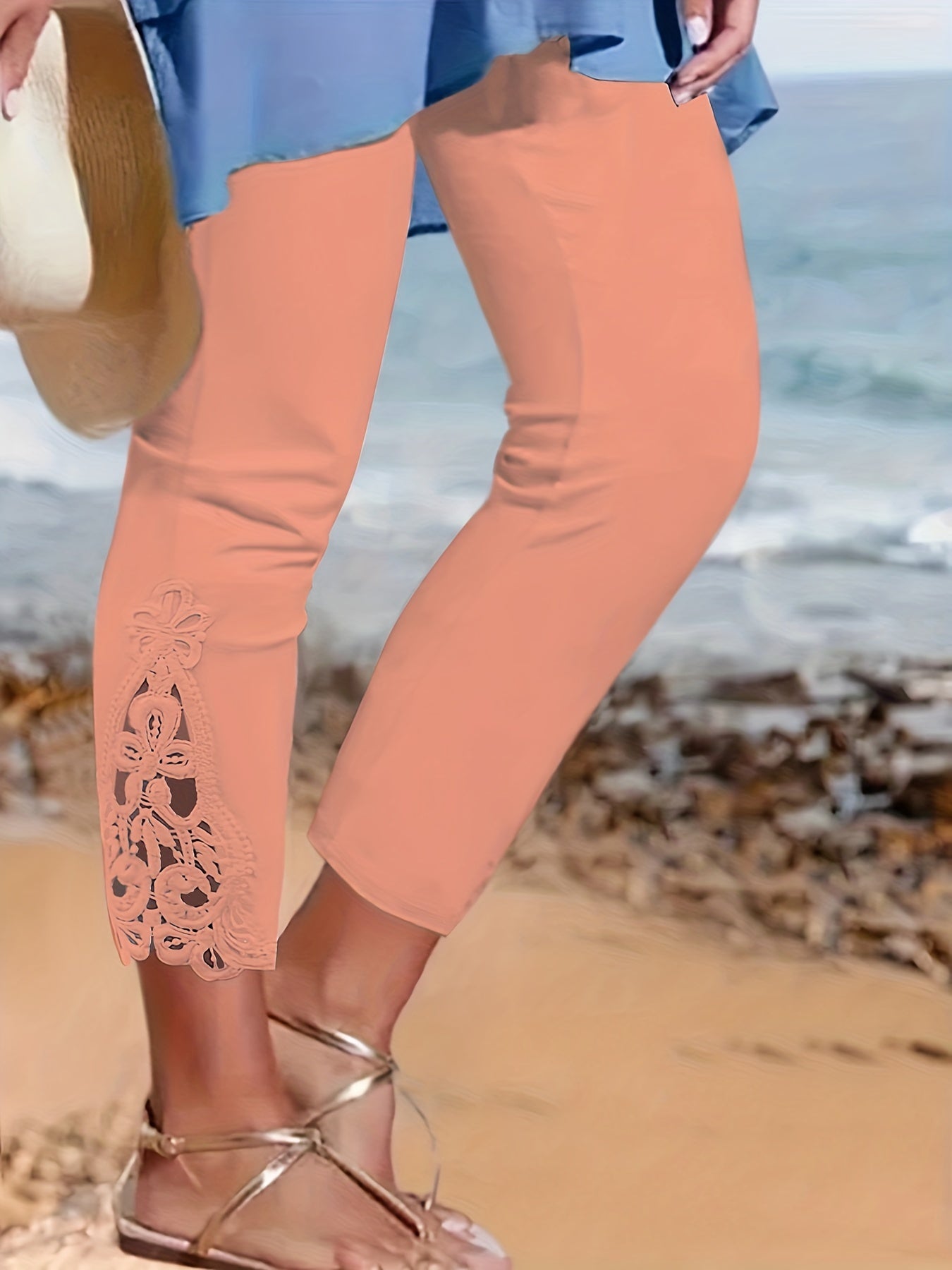 Lace Panel Skinny Pants
