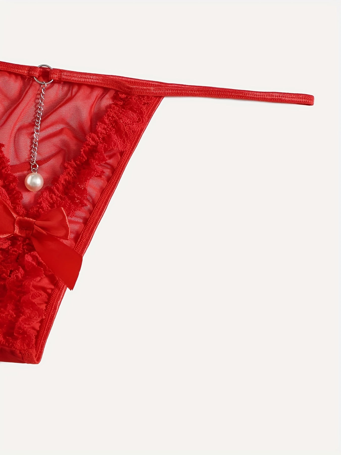 2 Pack Plus Size Sexy Panties Set Women's Plus Chain Decor Lace G String Briefs