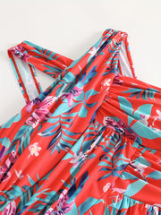 Tropical Print Halter One Piece Swimsuit