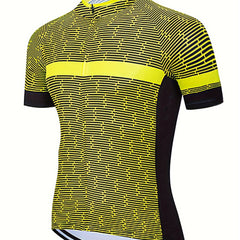 Men's Geometric Pattern Cycling Jersey Long Sleeve Crew Neck Shirt