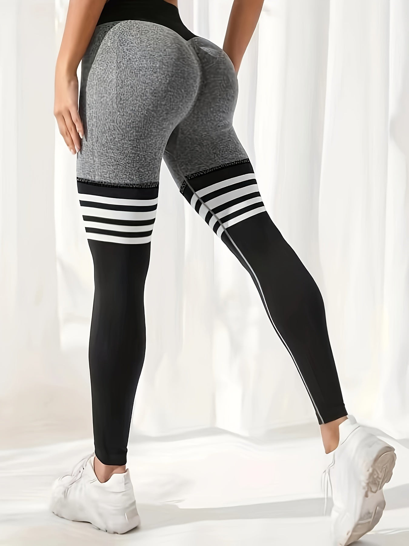 Striped Running Sports Leggings Yoga Fitness Tight Pants