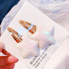 2pcs Little Girls Hair Bows Clips Double Layer Glitter Kids Hairpins Sequins Pri