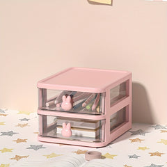 Rabbit Layer Plastic Desktop Storage Drawer Box - Durable Storage Rack