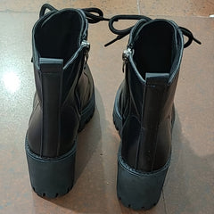 Women's Platform Block Heel Combat Boots Side Zipper