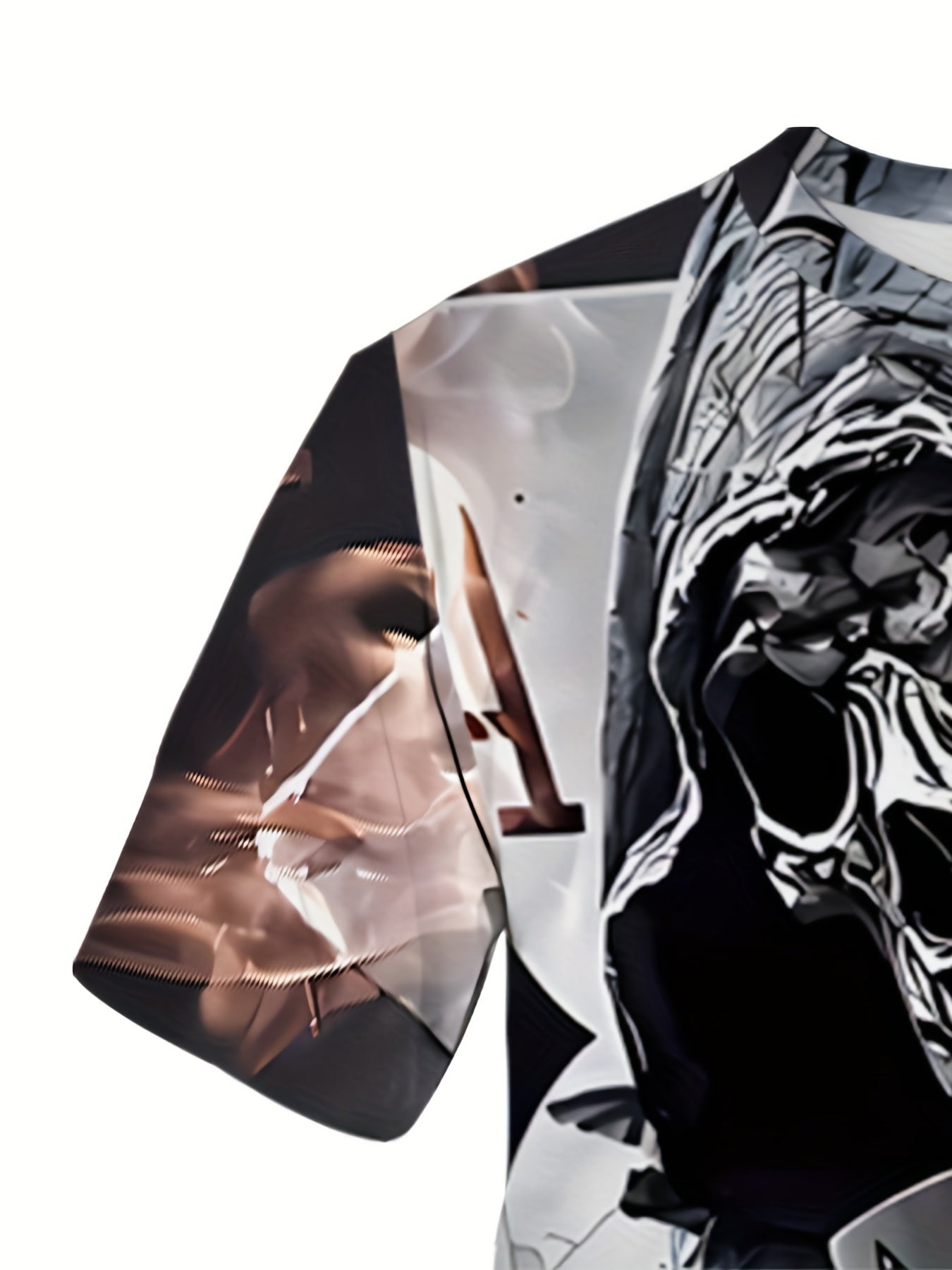 Men's 3D Death & Poker Card Print T shirt Casual Comfy Crew Neck Tee