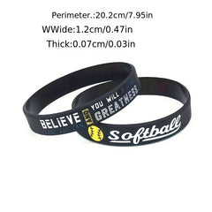 Stylish Unisex Softball Letter Graphic Silicone Bracelet