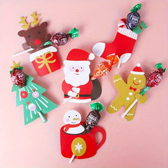 6pcs Christmas Lollipop Candy Packaging Card Santa Claus