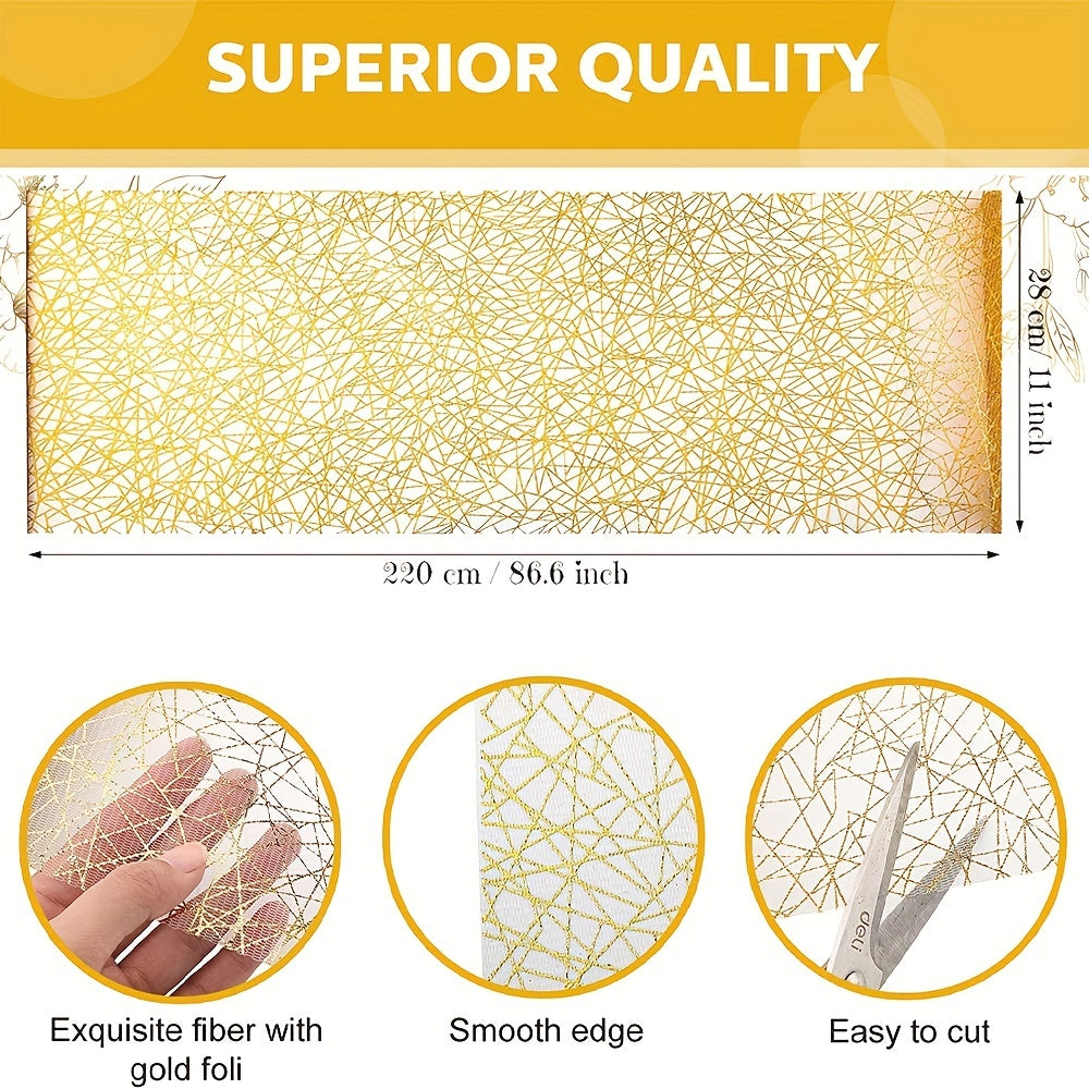 Golden Metallic Linen Table Runner for Wedding Parties