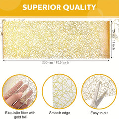 Golden Metallic Linen Table Runner for Wedding Parties