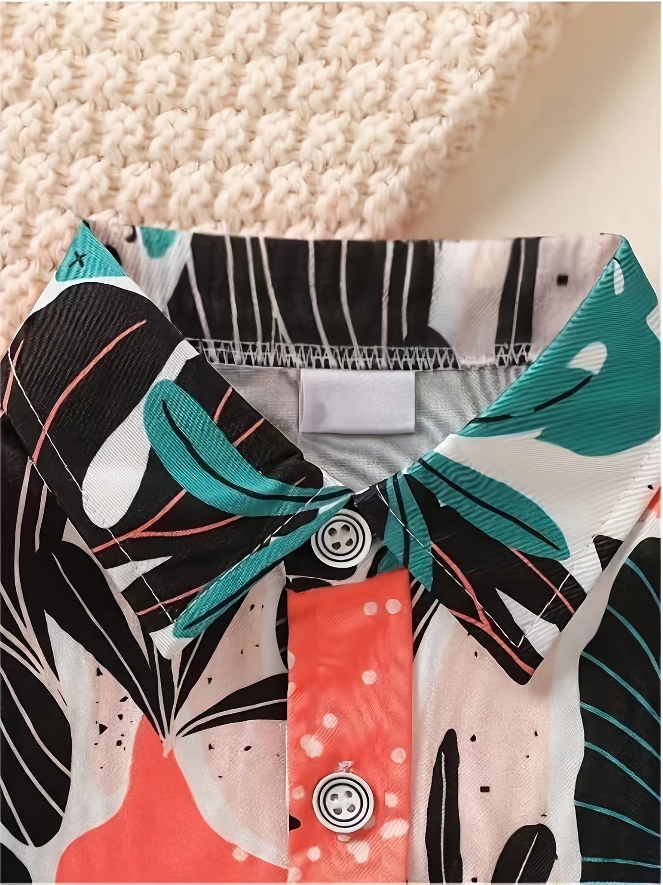 Boys Leaf Outfit Shorts & Shirt Short Sleeves Button Down