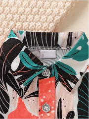 Boys Leaf Outfit Shorts & Shirt Short Sleeves Button Down