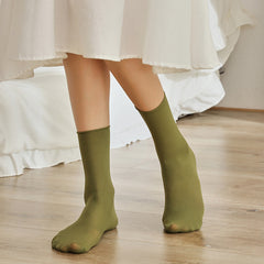 Solid Pile Socks Lightweight & Breathable Mid Tube Socks Women's Stockings