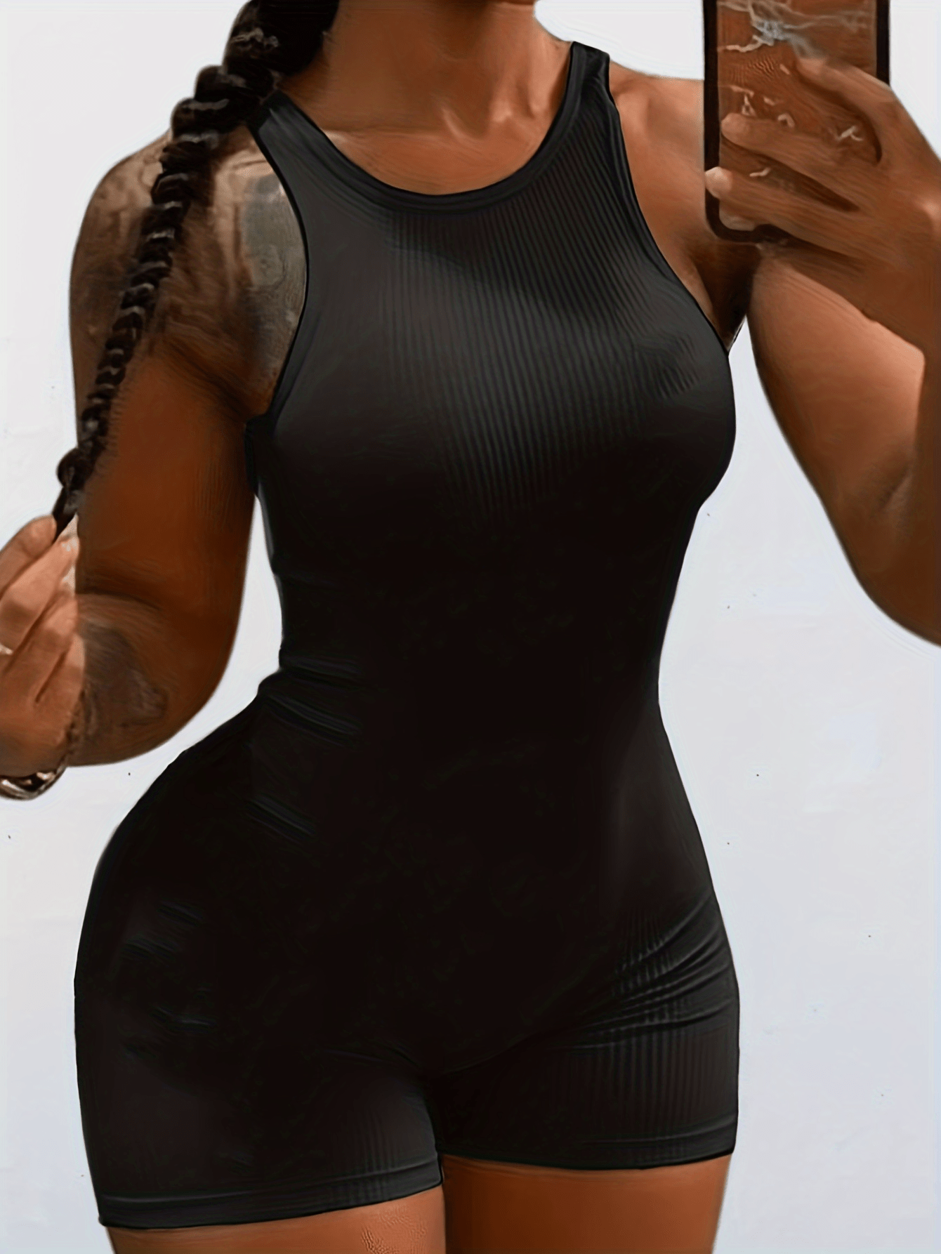 Sexy Bodycon Workout Romper Sleeveless Crew Neck Women's Clothing