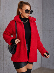 Solid Fleece Coat Casual Winter Warm Outerwear Women's Clothing