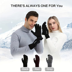 2 Pairs Knitted Gloves Plus Velvet Thickened Touch Screen Winter Outdoor