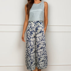 Boho Plants Print High Waist Wide Leg Pants