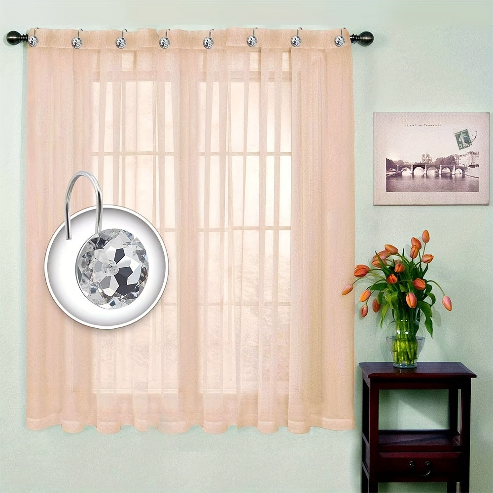 12pcs Round Acrylic Rhinestone Shower Curtain Hooks