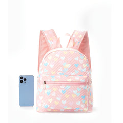 Pink Quilted Heart Pattern Backpack for Kids