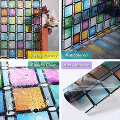Colorful Mosaic Glass Window Sticker Privacy Protection Sunscreen UV Protection
