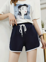 Women's Block Shorts Casual Elastic Loose Summer Beach Yoga Shorts