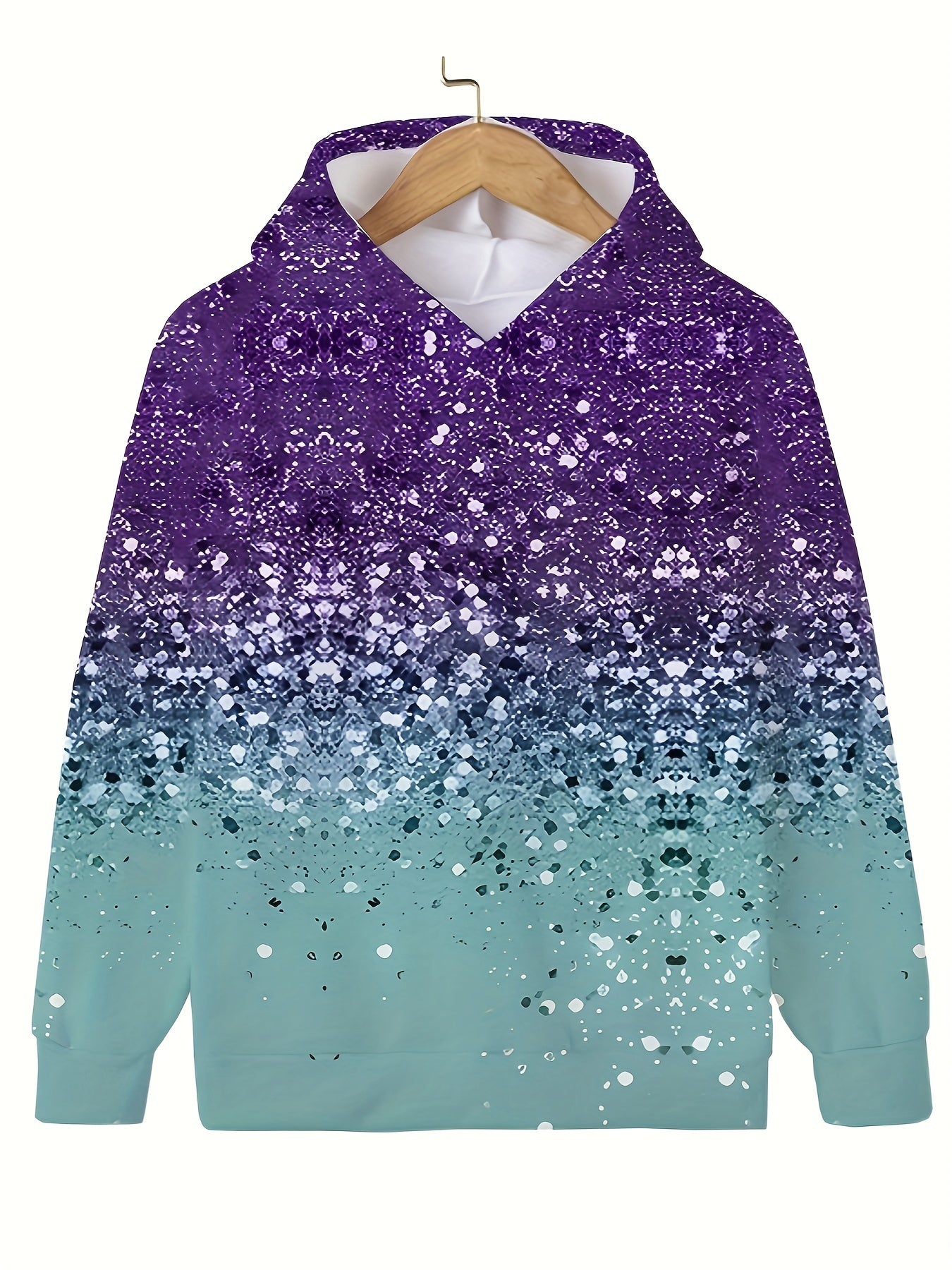 Kids Gradient Sequin Effect Hooded Sweatshirt