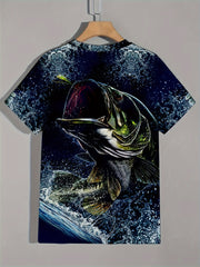 Fish 3D Pattern Print Men's Short Sleeve Tee - Men's Summer Clothes