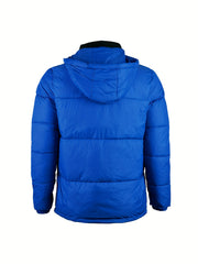 Men's Warm Hooded Coat Thick Zip Padded Windproof Jacket