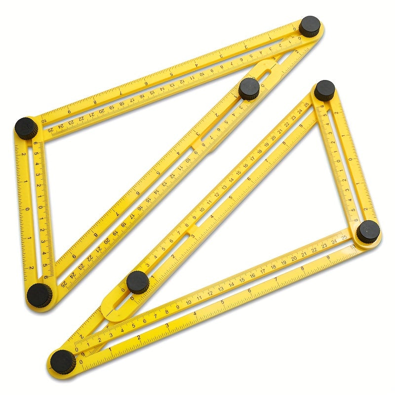 Angle Measuring Ruler 4 Sided ABS Plastic Protractor Yellow