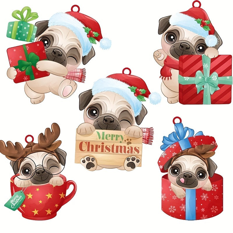 Adorable Pug Charm Phone Keychain Holiday Decor Christmas Trees