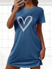 Heart Print Short Sleeve Nightdress